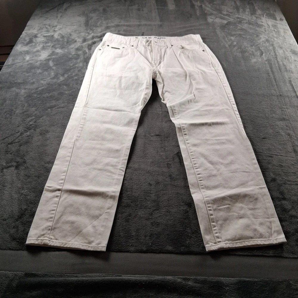 U.S. Polo Assn. Premium Pants Mens 34x30 White Straight Leg Denim Jeans